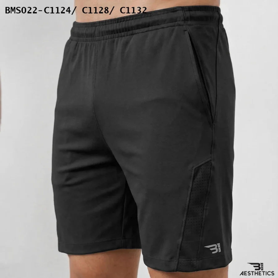 Black Front Contrast Shorts Regular Fit Gym Shorts