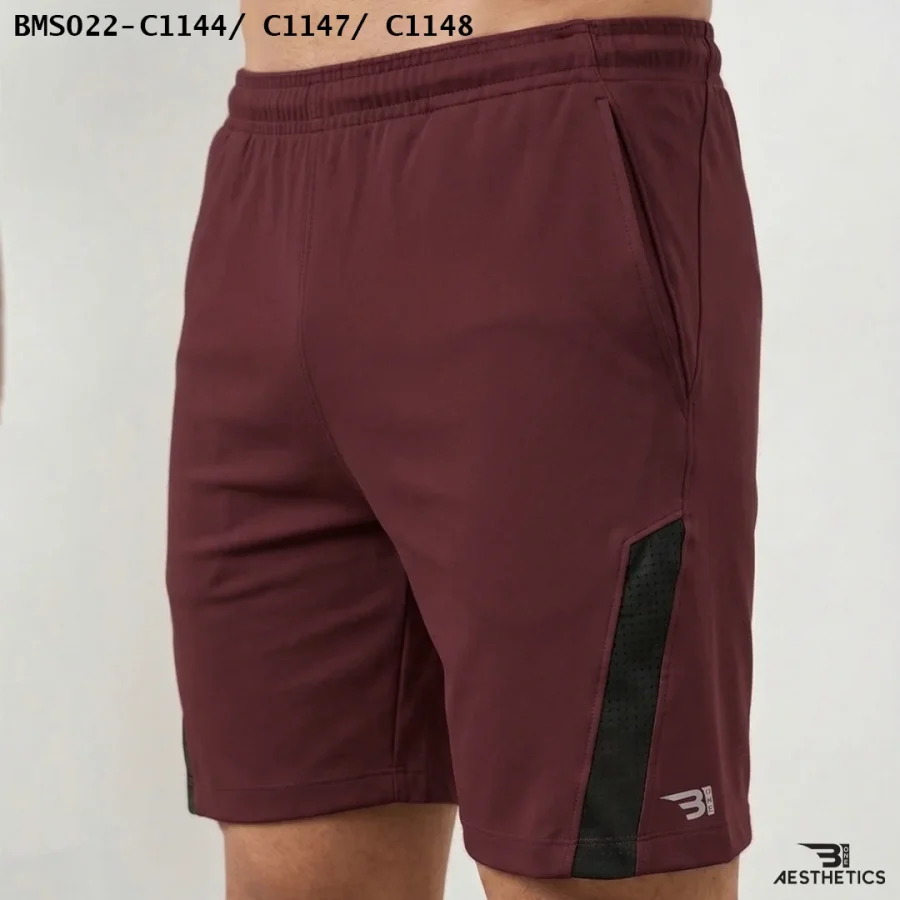 B1 Front Contrast Shorts Maroon Reflective Accents