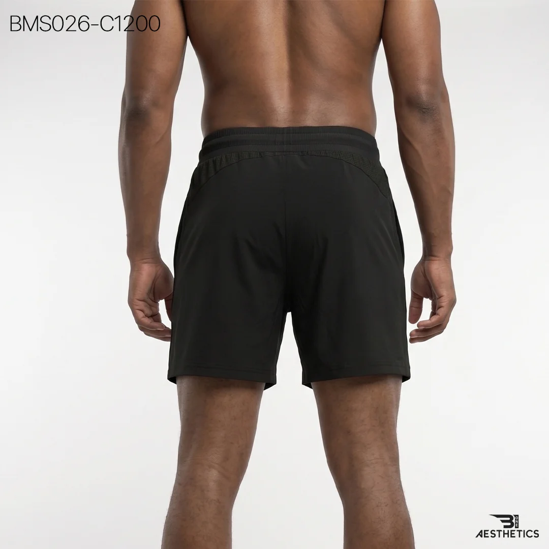 Patch Slim Short Zipper Black Men's Activewear Sri Lanka