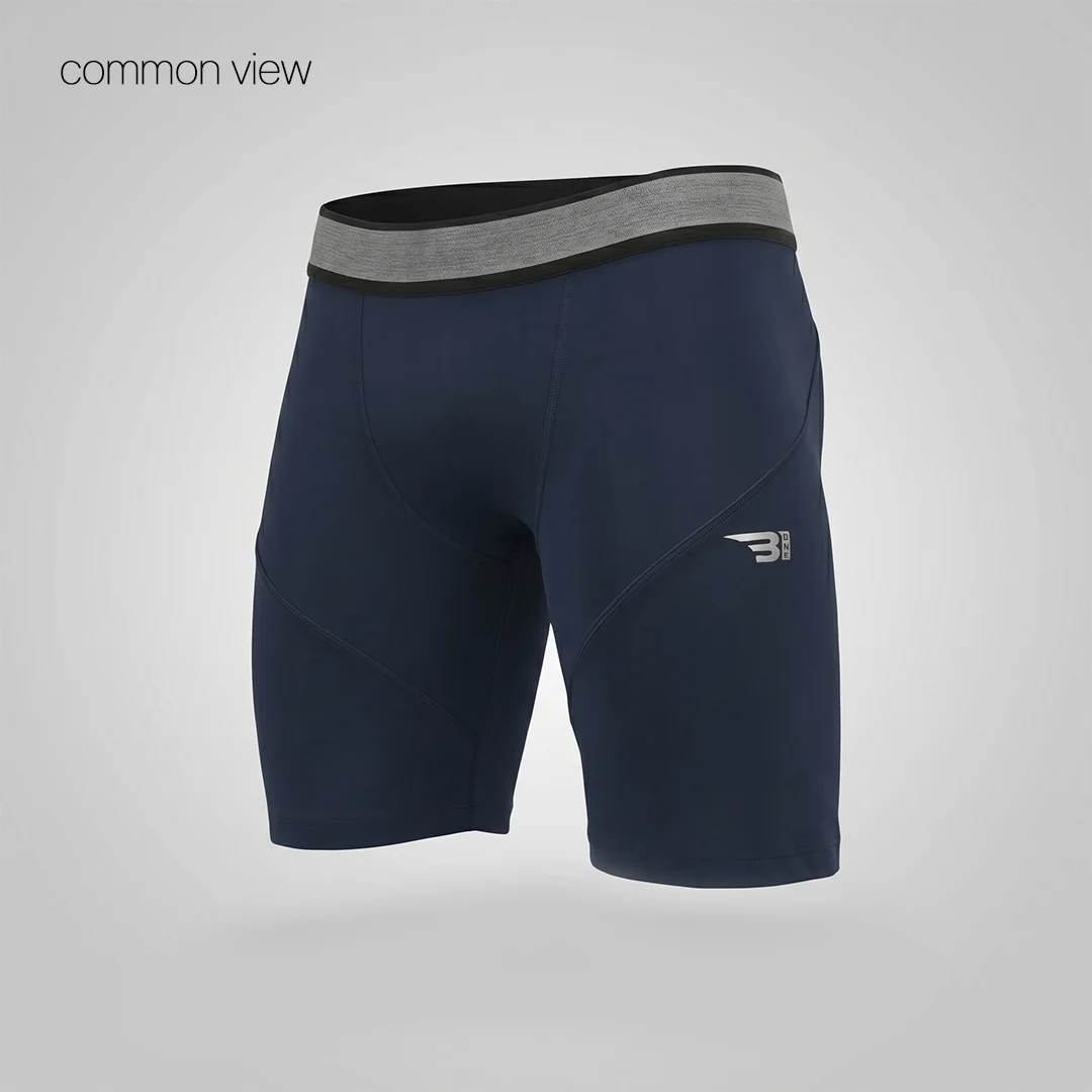 B1 Men Compression Shorts Navy Blue Athletic Gym Undershorts