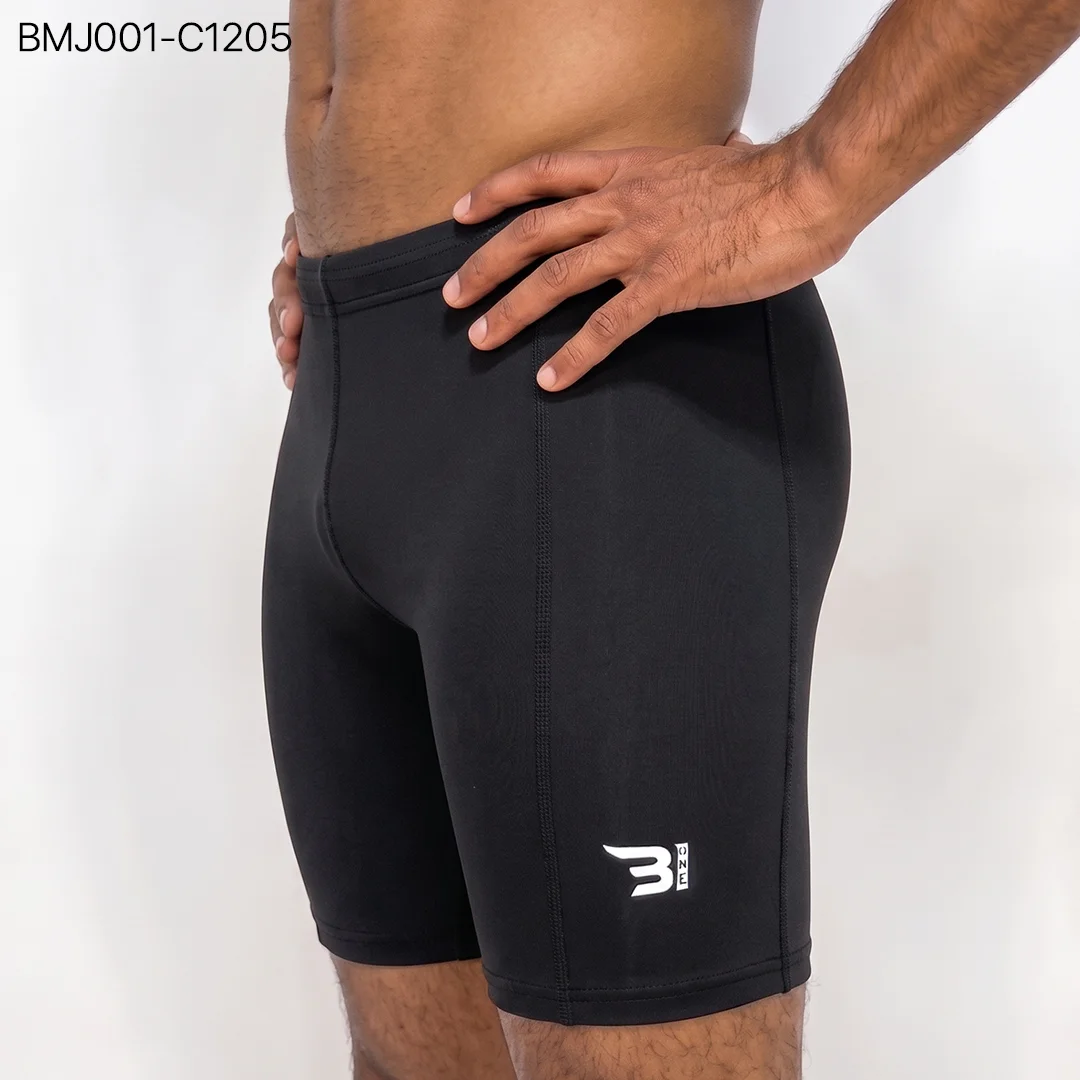 Jammer Shorts - Black men's swim jammers front view reflective logo