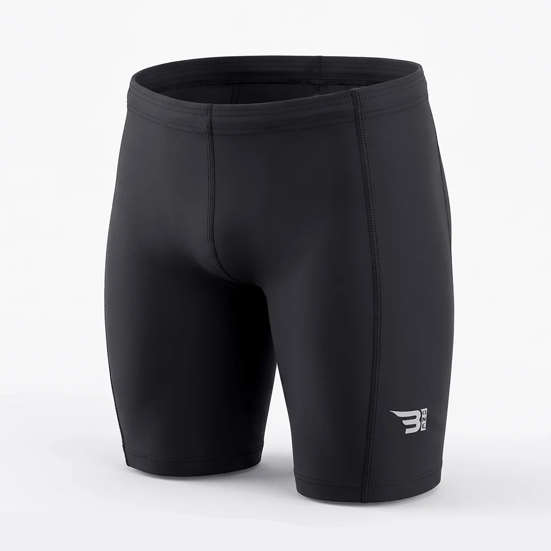 Jammer Shorts - Black men's swim jammers front view reflective logo