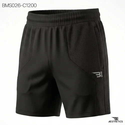 Patch Slim Short Zipper Black Men's Activewear Sri Lanka