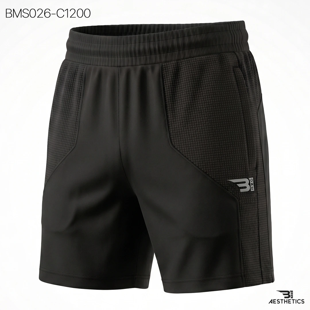 Patch Slim Short Zipper Black Men's Activewear Sri Lanka