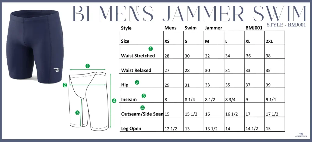 size chart BMJ JAMMER SHORT