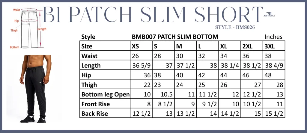 size chart patch slim bottom