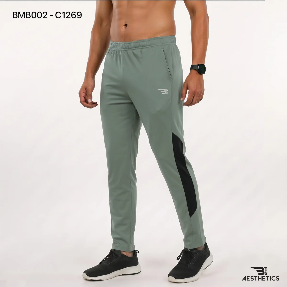 Men's athletic track bottoms showcasing breathable side seam mesh ventilation