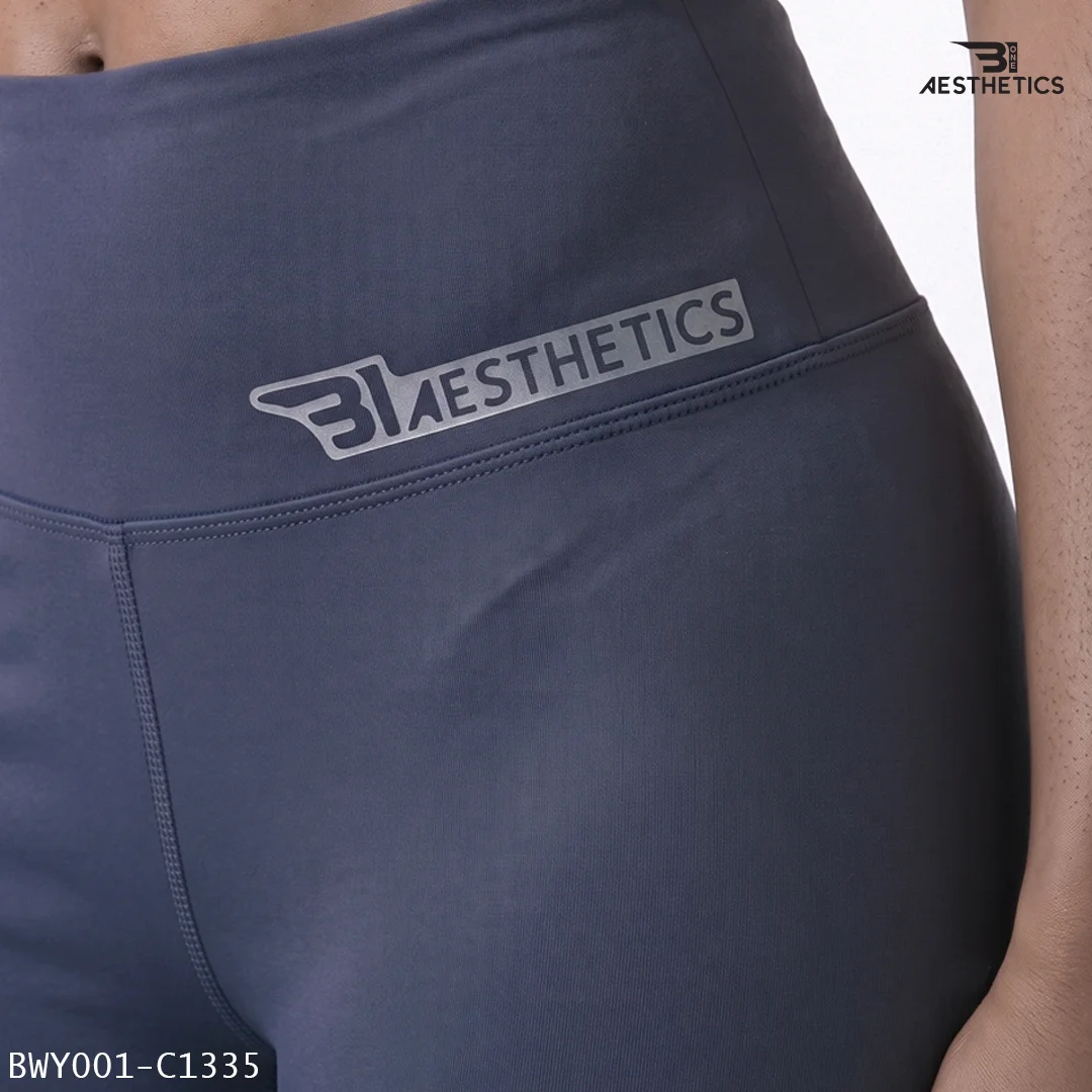B1 Yoga Pants Greyish Blue Fabric Close Up