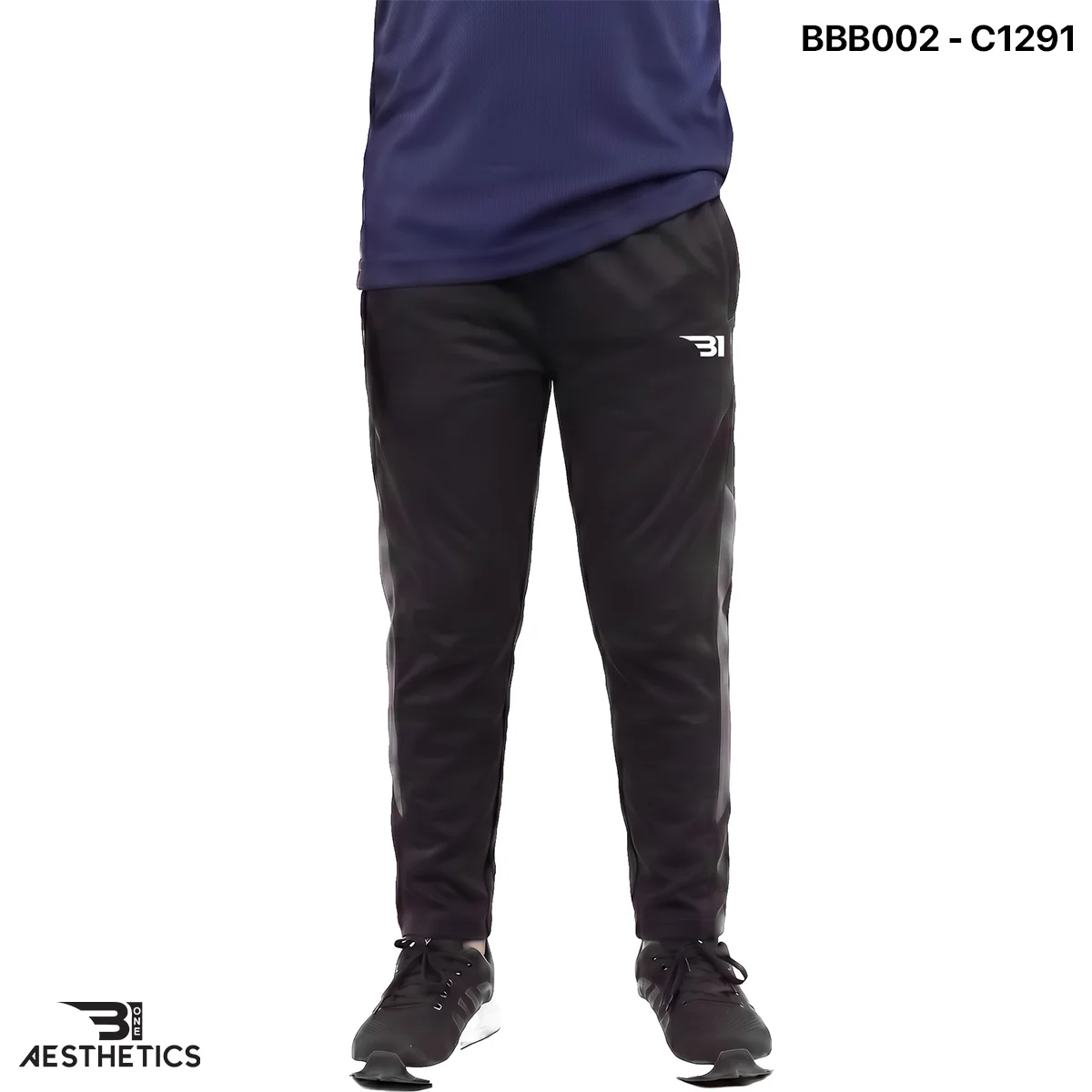 Boys premium athletic track bottoms front profile view