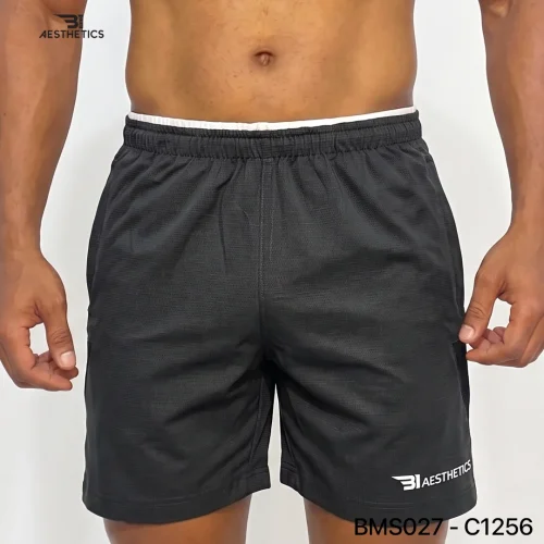 Zipper Pocket Shorts - Black | Dash Pattern