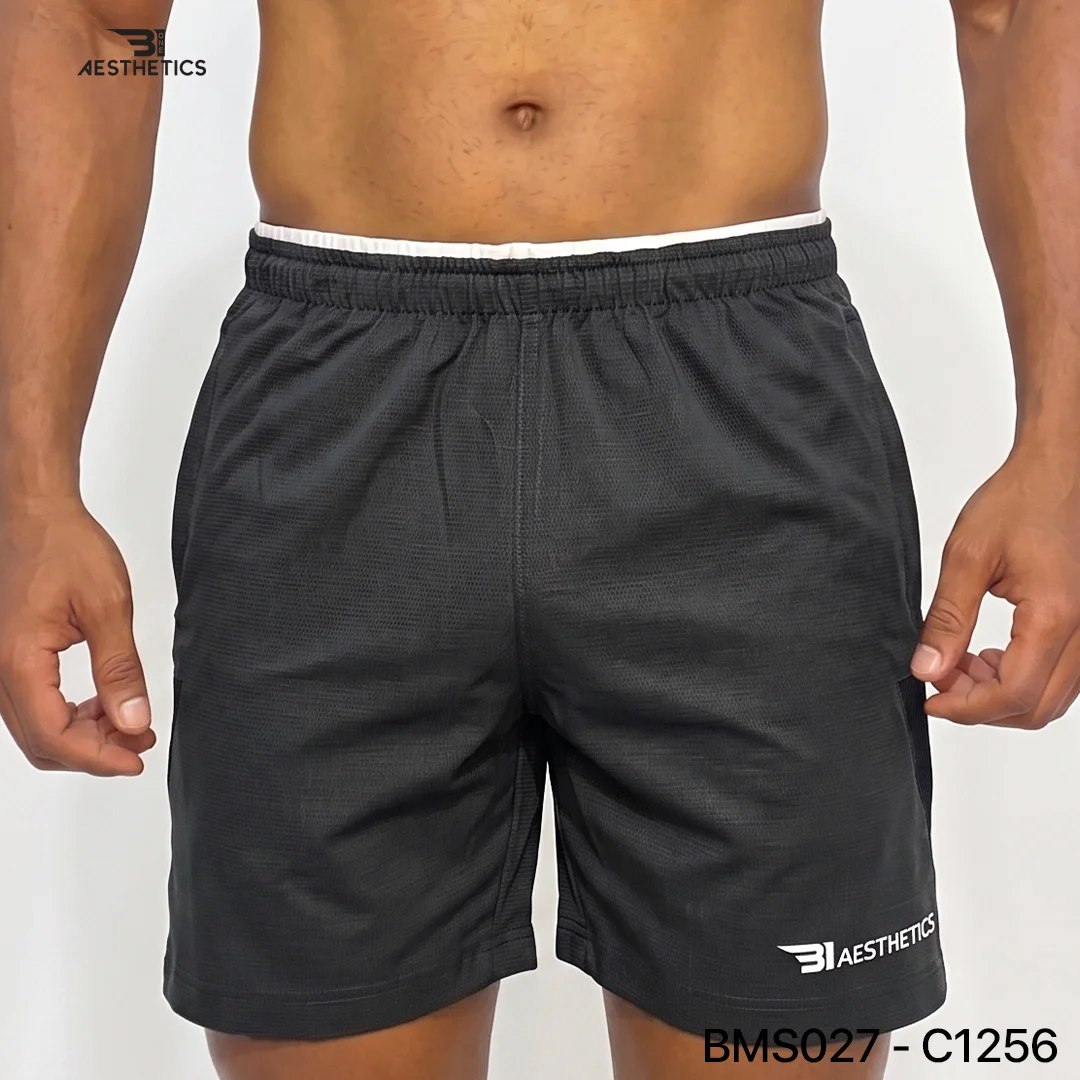 Zipper Pocket Shorts - Black | Dash Pattern - Image 2