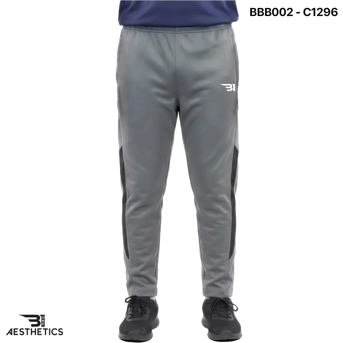 Boys premium athletic track bottoms front profile view