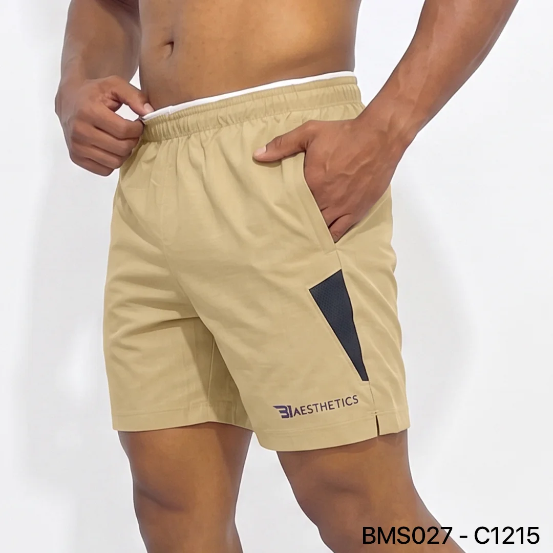 Men's mid-rise Zipper Pocket Shorts showcasing secure side pocket storage