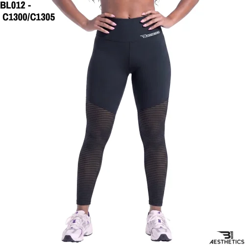 Women's premium high waist mesh leggings front profile view