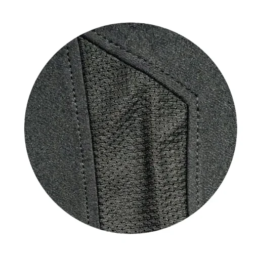 Close up of premium 4-way stretch poly-spandex fabric with breathable mesh texture