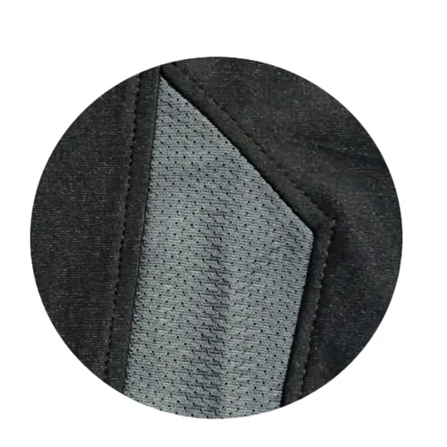 Close up of premium 4-way stretch poly-spandex fabric with breathable mesh texture