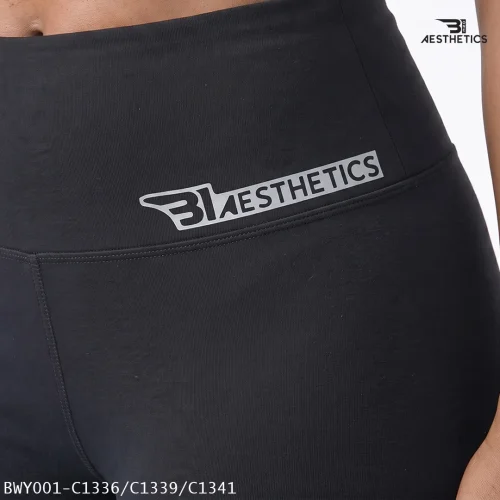 Close up texture of Black poly-spandex 4-way stretch fabric