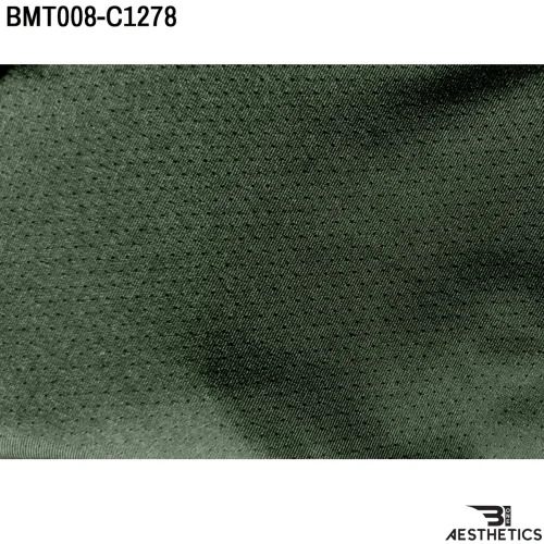Close up of premium breathable dry fit fabric texture and stitching detail
