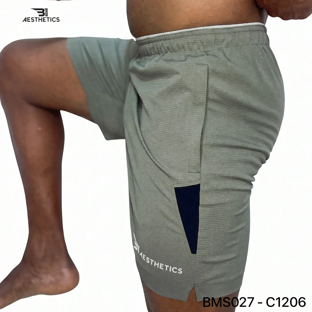 Zipper Pocket Shorts - Muted Green - Image 2