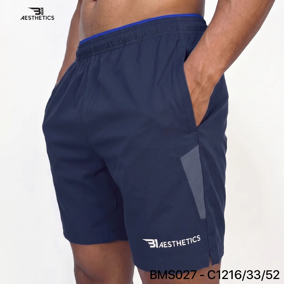 Zipper Pocket Shorts - Navy Blue