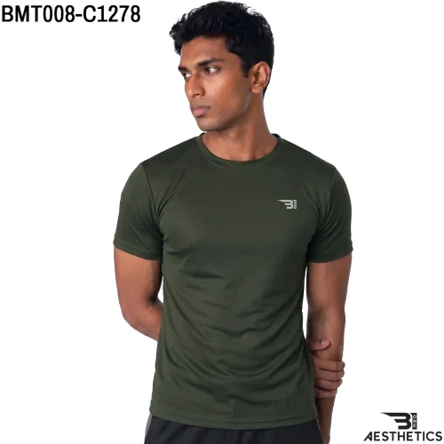Men's classic dry fit crew neck t-shirt front profile view
