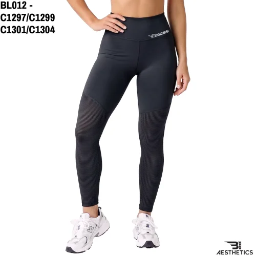 High-Waist Mesh Legging - Black | Small stripes