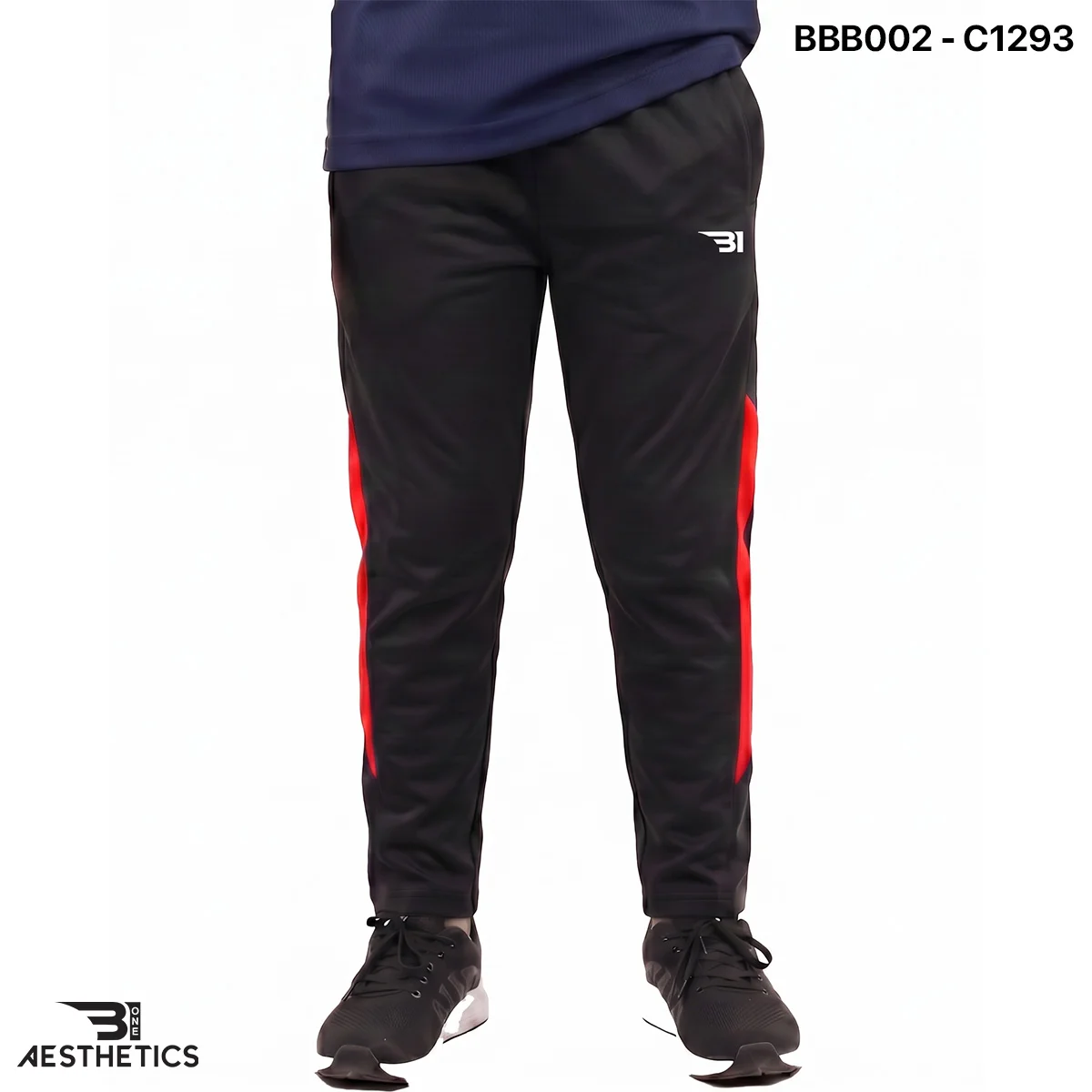 Boys premium athletic track bottoms front profile view