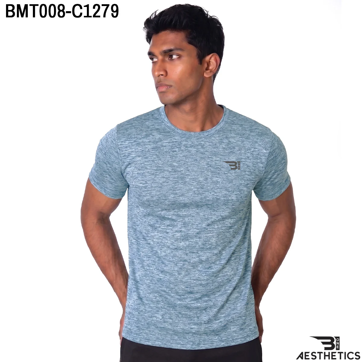 Men's classic dry fit crew neck t-shirt front profile view