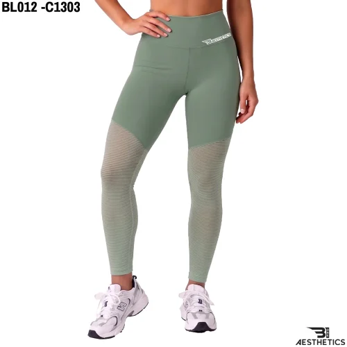 Women's premium high waist mesh leggings front profile view