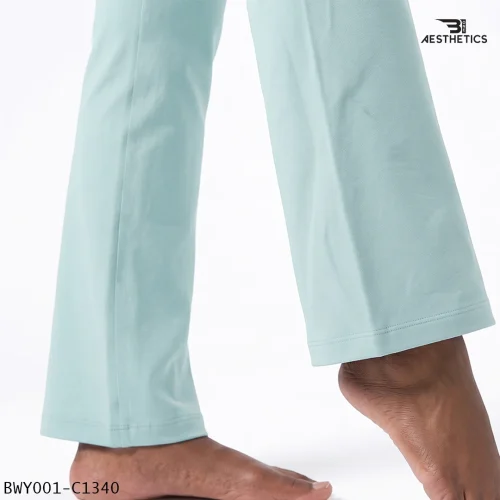 Wide leg flare bottom opening of Ice Blue yoga pants