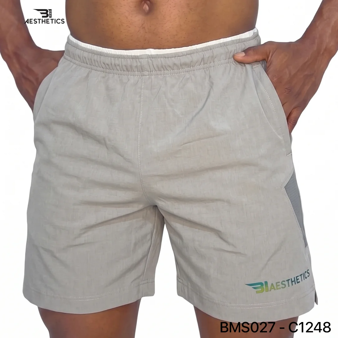 Zipper Pocket Shorts - Light Grey - Image 2