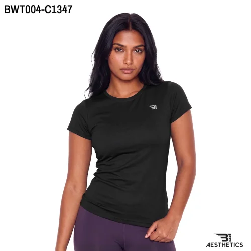 Women's dry fit crew neck t-shirt front athletic fit view