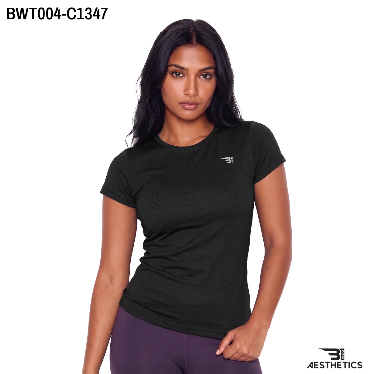 Women's dry fit crew neck t-shirt front athletic fit view