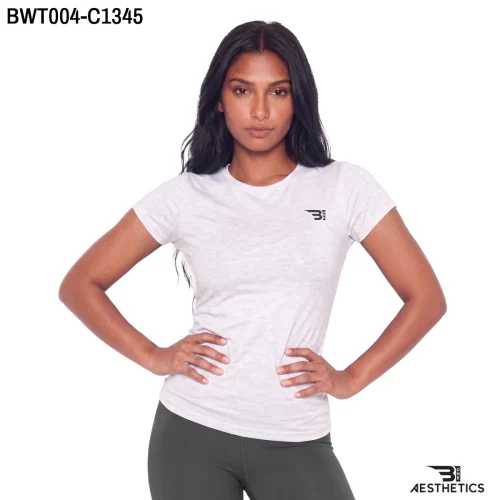 Women's dry fit crew neck t-shirt front athletic fit view