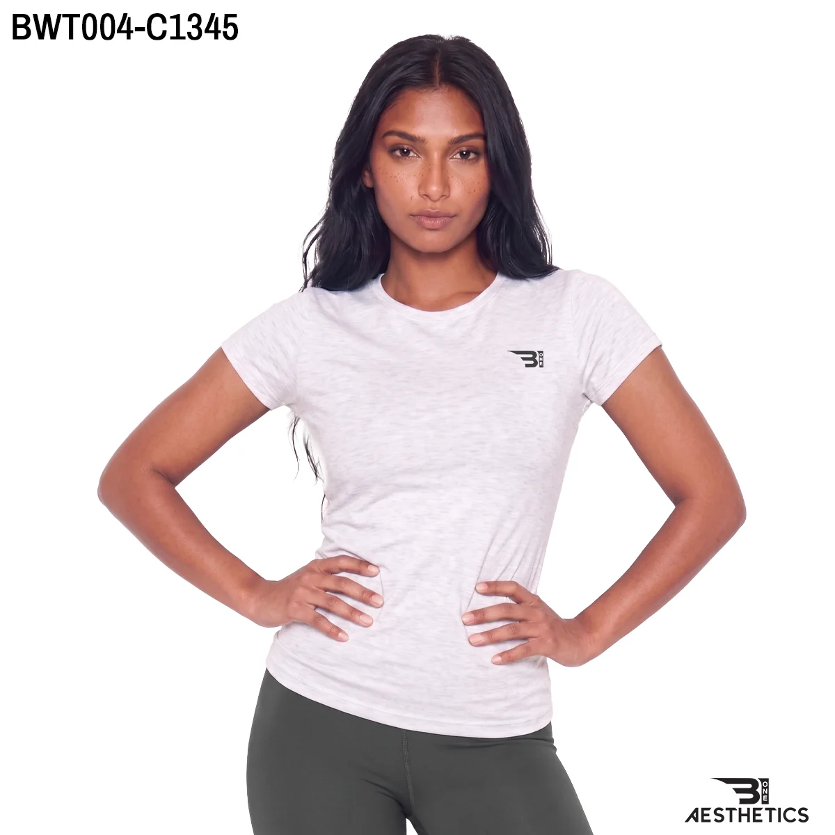 Women's dry fit crew neck t-shirt front athletic fit view