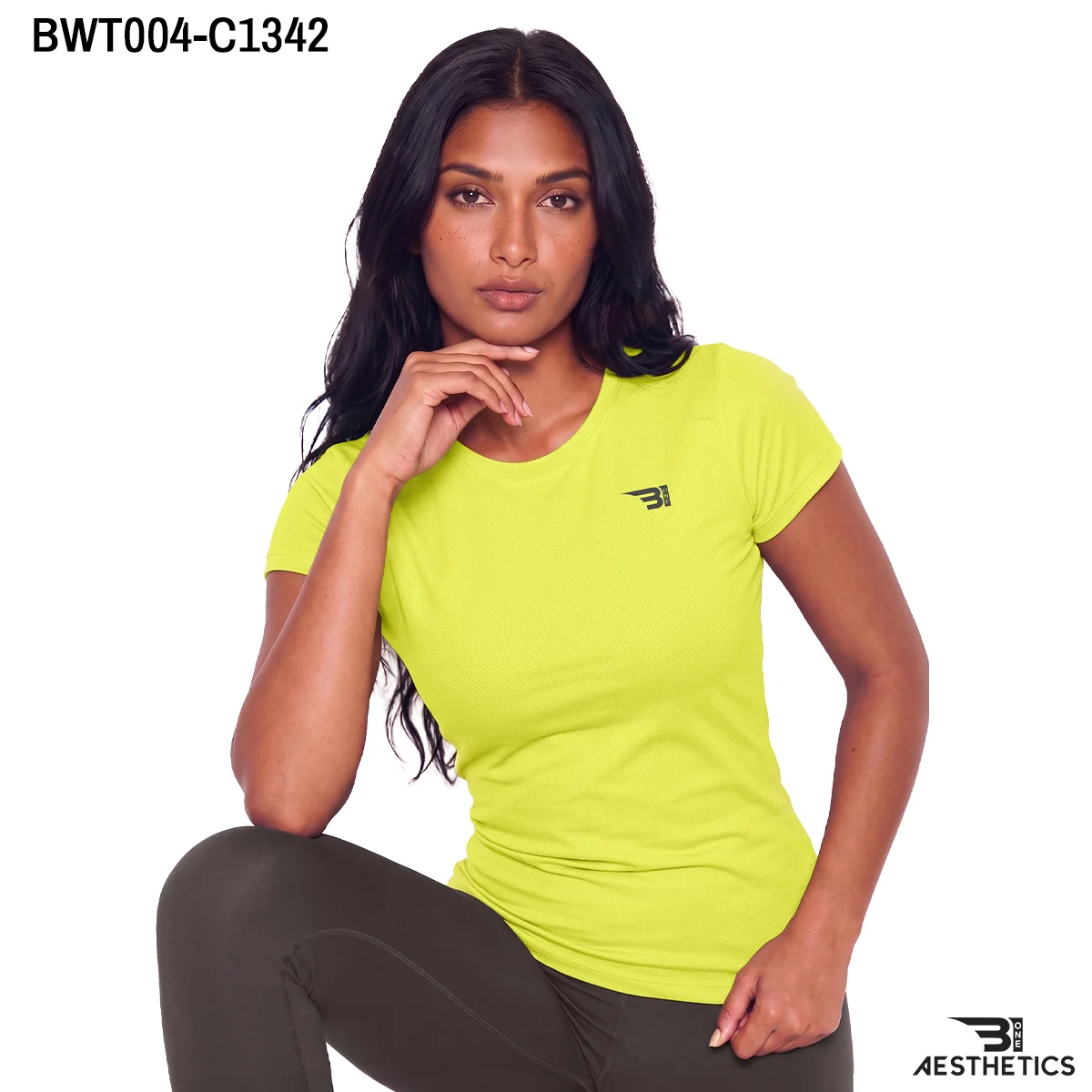 Women's dry fit crew neck t-shirt front athletic fit view