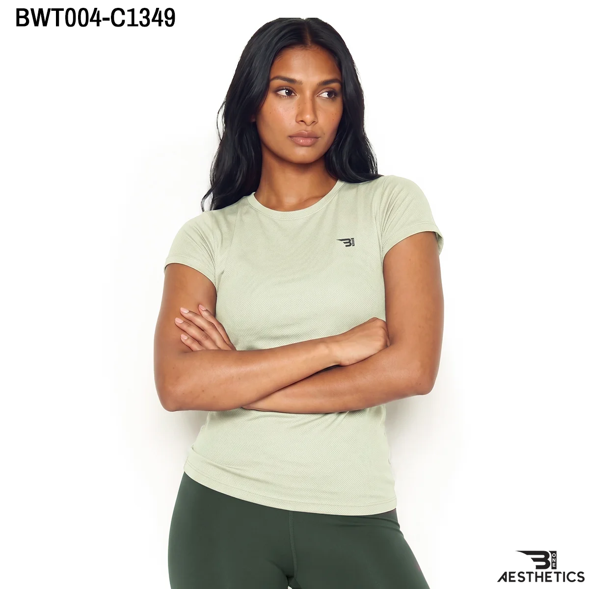 Women's dry fit crew neck t-shirt front athletic fit view