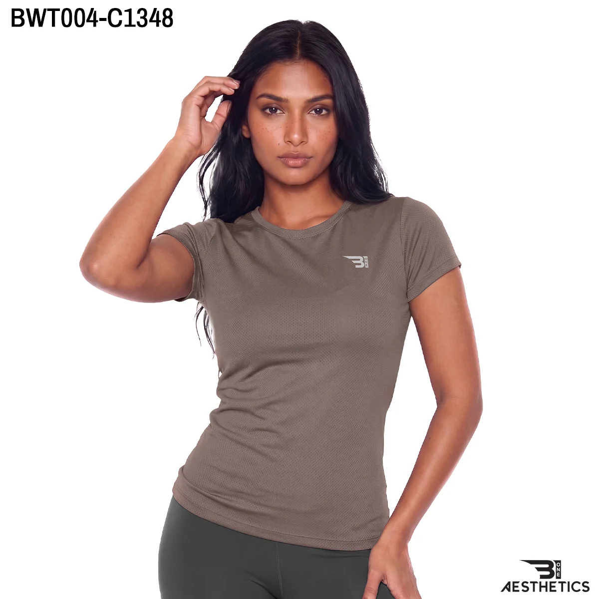 Women's dry fit crew neck t-shirt front athletic fit view