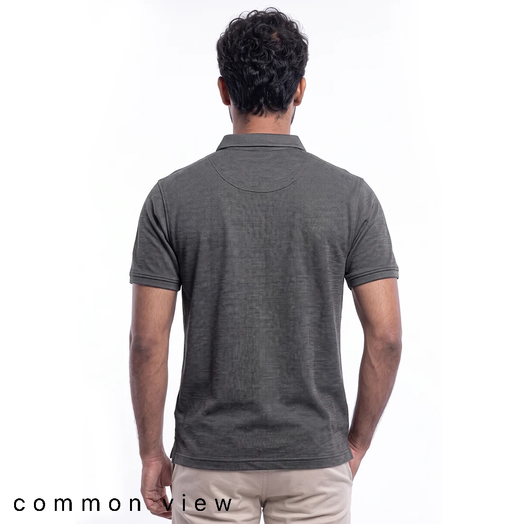 Men's athletic dry fit polo t-shirt back profile view
