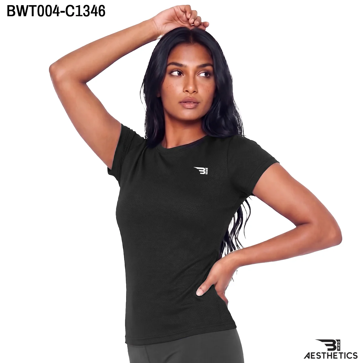 Women's dry fit crew neck t-shirt front athletic fit view