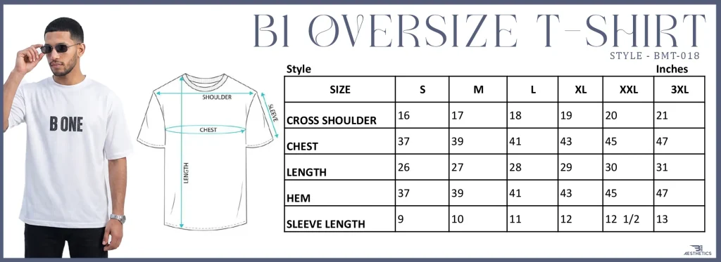 OVERSIZE T-SHIRT SIZE CHART - BMT018