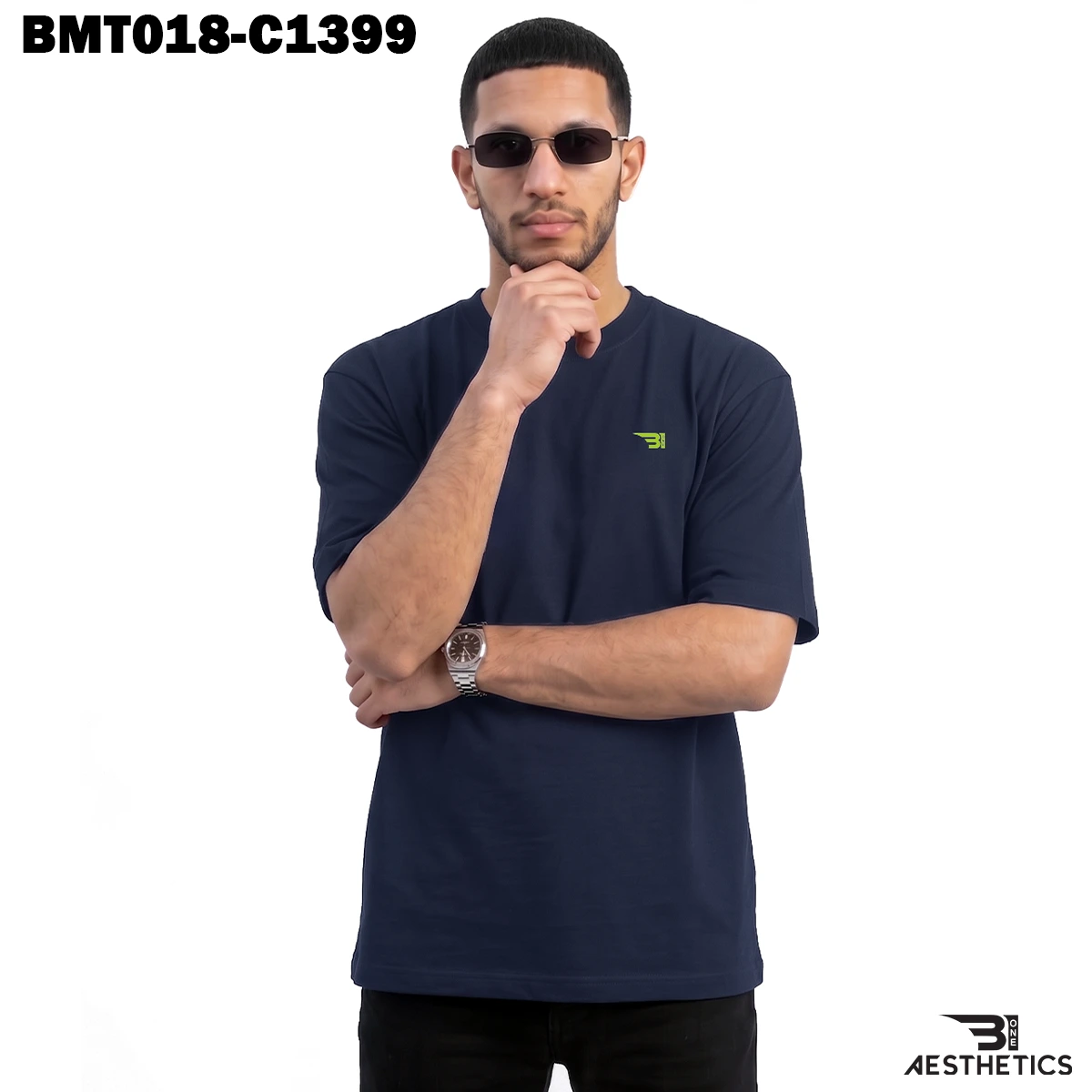 Men's oversized t-shirt front profile view showing relaxed streetwear fit